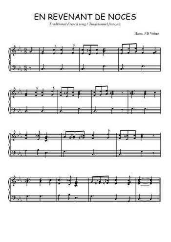 Téléchargez l'arrangement pour piano de la partition de En revenant de noces en PDF